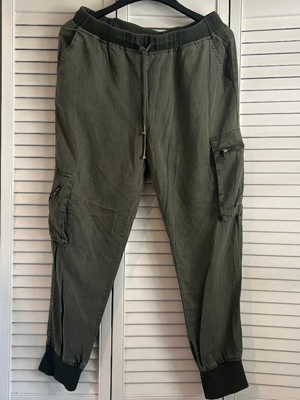 YOUNG FABULOUS BROKE Olive Green Pants Joggers Cargo Elastic Waist Casual